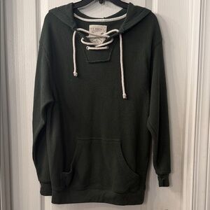 Men's Olive Hooded Lace-Up Pullover